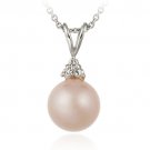 Sterling Silver Simulated Pink Pearl withCZ Pendant P4703PPL