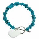 Sterling Silver Simulated Turquoise Chip Heart Toggle Bracelet B4206TQ
