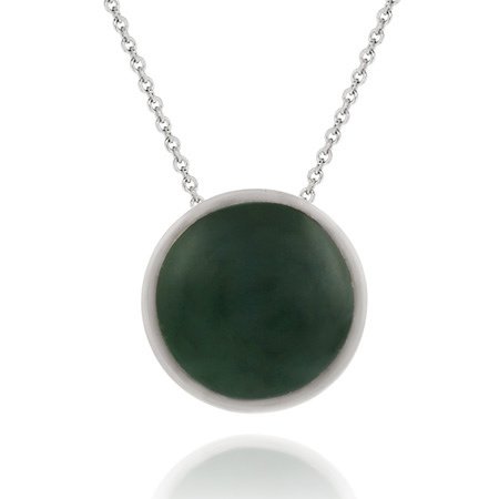 Sterling Silver slide w- bezel set round shaped Green Agate Stone 1298