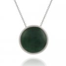 Sterling Silver slide w- bezel set round shaped Green Agate Stone 1298