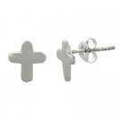 Sterling Silver Small Cross Children's Stud Earrings E9120