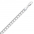 Sterling Silver Small Ridged Circular Chain Bracelet with Rhodium Plating