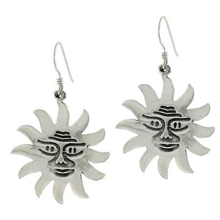 Sterling Silver Smile Sun Dangle Earrings E9332