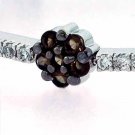 Sterling Silver Smokey Quartz CZ & Clear CZ Flower Tennis Bracelet B4950