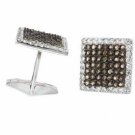 Sterling Silver Smokey Quartz CZ Square Men's Cufflinks CL4146SQZ