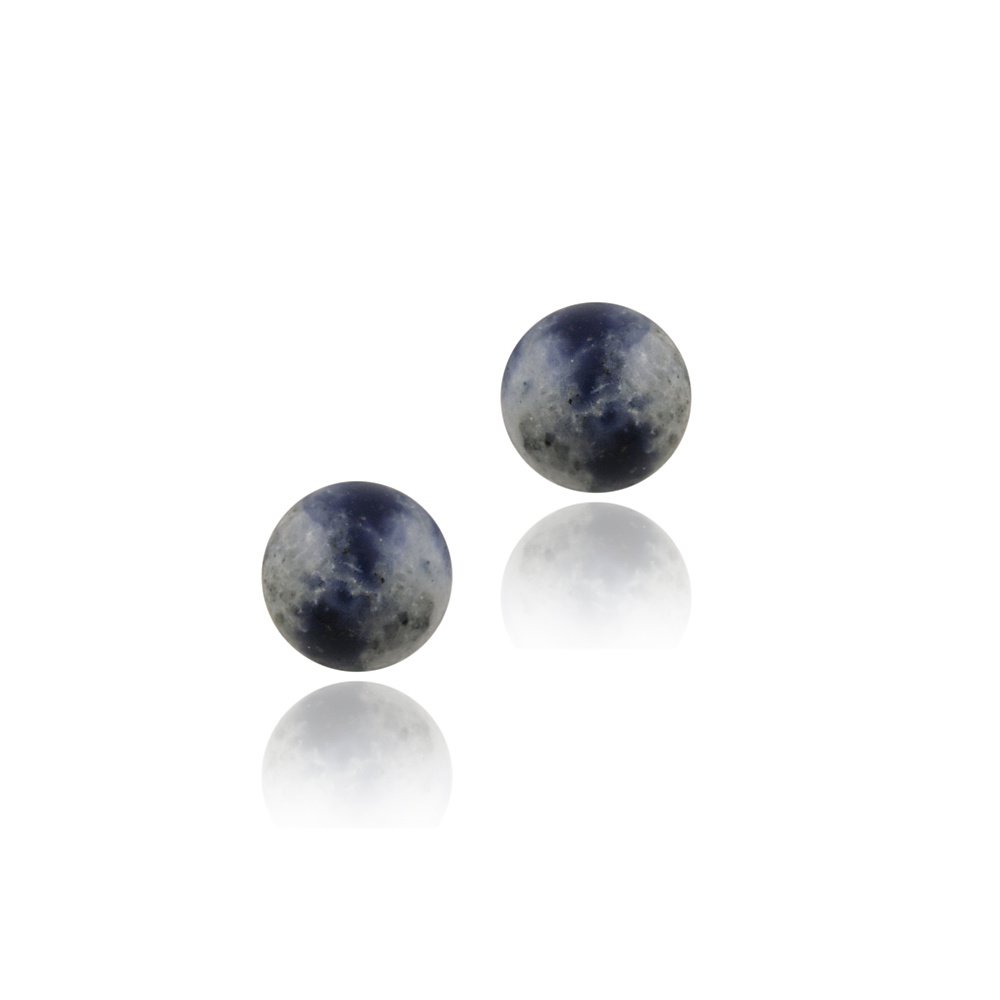 Sterling Silver Sodalite Bead Stud Earrings, 4mm E12536SD
