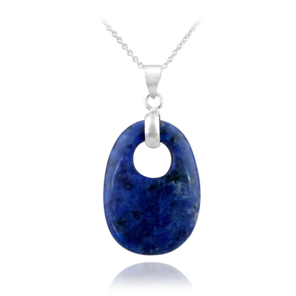 Sterling Silver Sodalite Oval Necklace P12747SD