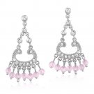 Sterling Silver Soft Pink CZ Beads Chandelier Earrings E4624LPZ