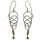 Sterling Silver Spiral & Bead Dangle Earrings E4180