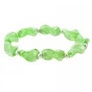 Sterling Silver Spring Green Twisted Foil Glass Stretch Bracelet B9480M21