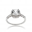 Sterling Silver Square CZ Bridal Engagement Ring, Size 6 R12022-6