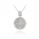 Sterling Silver Star Design CZ Locket Round Pendant P11262