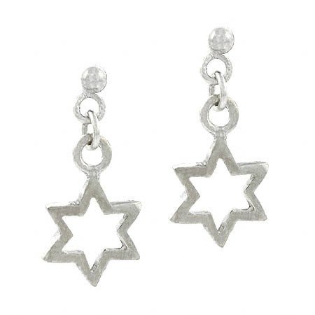 Sterling Silver Star of David Mini Dangle Earrings E9122