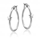 Sterling Silver Star Polished Hoop Earrings H13730
