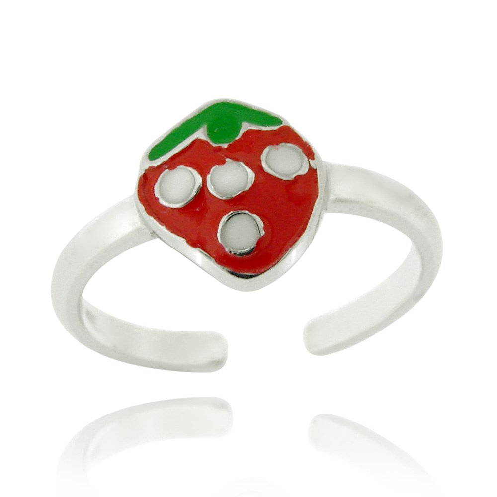 Sterling Silver Strawberry Enamel Toe Ring TR12300M
