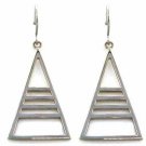 Sterling Silver Stripe Triangle Pyramid Earrings E4457