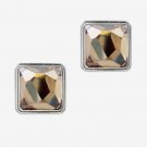 Sterling Silver Swarovski Elements Golden Shadow Square Stud Earrings E12314GS