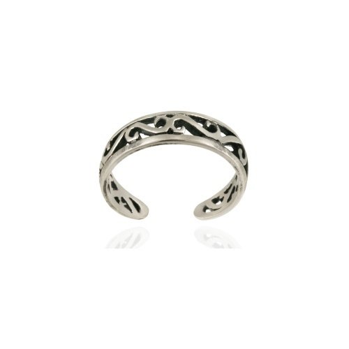 Sterling Silver Swirl Fiigree Design Toe Ring TR4091