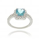 Sterling Silver Swiss Blue Topaz & Diamond Accent Square Ring R11679SBT-5