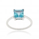 Sterling Silver Swiss Blue Topaz Solitaire Square Ring R11887SBT-5