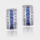 Sterling Silver Tanzanite & Clear CZ Pattern 3 Row Earrings E4465TZ