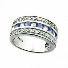 Sterling Silver Tanzanite & Clear CZ Vintage Band Ring Size 6 R4425TZ-6