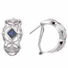 Sterling Silver Tanzanite & White CZ filigree Half Hoop Earrings E4160BL