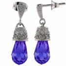 Sterling Silver Tanzanite & White CZ Raindrop Dangle Earrings E4014TZ