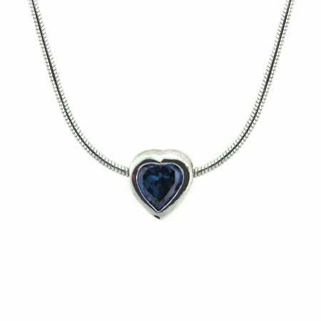 Sterling Silver Tanzanite CZ Bezel-Set Heart Pendant P4278TZ1