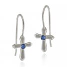 Sterling Silver Tanzanite CZ Cross Drop Earrings E352