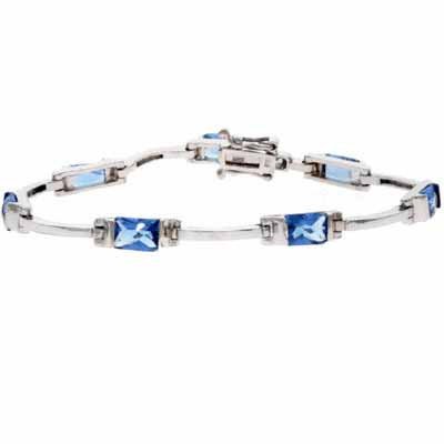 Sterling Silver Tanzanite CZ Rectangle Tennis Bracelet B4482TZ