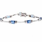 Sterling Silver Tanzanite CZ Rectangle Tennis Bracelet B4482TZ