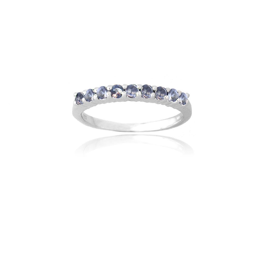 Sterling Silver Tanzanite CZ Semi-Eternity Band Ring Size 8 R13025TZ-8