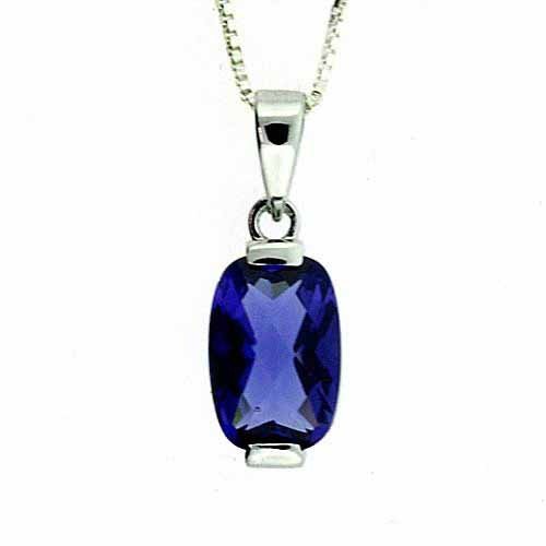 Sterling Silver Tanzanite CZ Solitaire Pendant P4509TZ