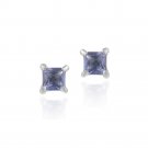 Sterling Silver Tanzanite CZ Square Stud Earrings E2400TZ