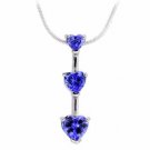 Sterling Silver Tanzanite CZ Three Heart Drop Pendant P4279TZ1