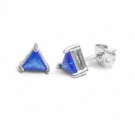 Sterling Silver Tanzanite CZ Triangle Studs Earrings E3046TZ