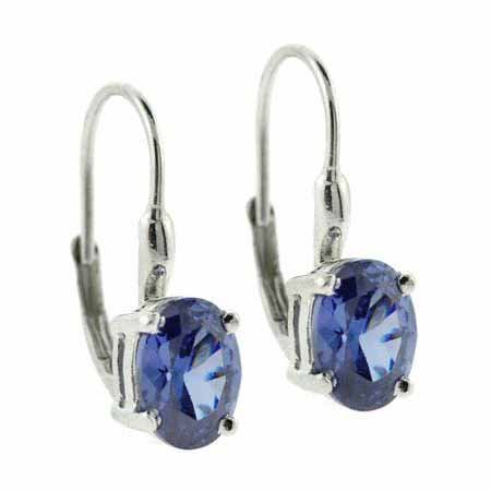 Sterling Silver Tanzanite Oval Lever-Back Earrings E8601TZ1