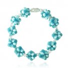 Sterling Silver Teal Cats Eye Bead Cluster Bracelet B12861TL