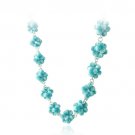 Sterling Silver Teal Cats Eye Bead Cluster Necklace N12861TL