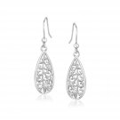 Sterling Silver Teardrop Filigree Style Drop Earrings D51316304