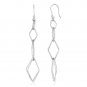 Sterling Silver Textured Interlocking Diamond Motif Dangle Earrings Sterling Silver