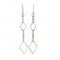 Sterling Silver Textured Interlocking Diamond Motif Dangle Earrings Sterling Silver