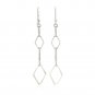 Sterling Silver Textured Interlocking Diamond Motif Dangle Earrings Sterling Silver