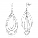 Sterling Silver Textured Teardrop Motif Dangle Earrings Sterling Silver