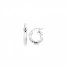 Sterling Silver Thick Polished Hoop Earrings with Rhodium Plating (15mm) D43330605