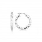 Sterling Silver Thick Rhodium Plated Faceted Design Hoop Earrings D85698448