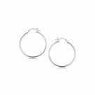 Sterling Silver Thin Polished Hoop Style Earrings with Rhodium Plating (30mm) D23063273
