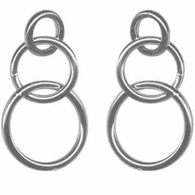 Sterling Silver Three Interlocked Circles Dangle Earrings E4303