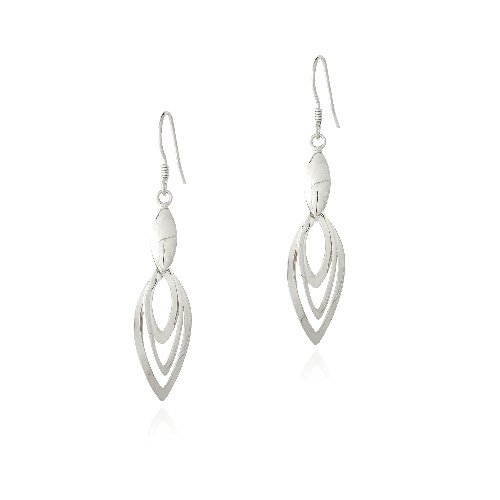 Sterling Silver Three Marquise Dangle Earrings E13074